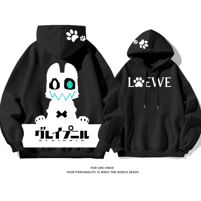 パーソナライズされたデザイン 違う目を持つ猫 プリント柄フード付きパーカー