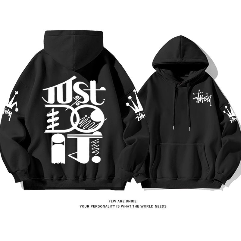 ユニークなデザイン 芸術的なフォント プリント柄フード付きパーカー