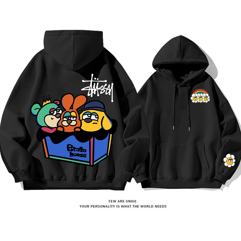 トレンディな人形 プリント柄フード付きパーカー