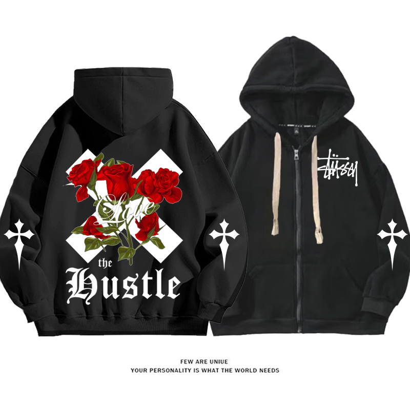 パーソナライズされたデザイン 赤いバラ カーディガントレーナー