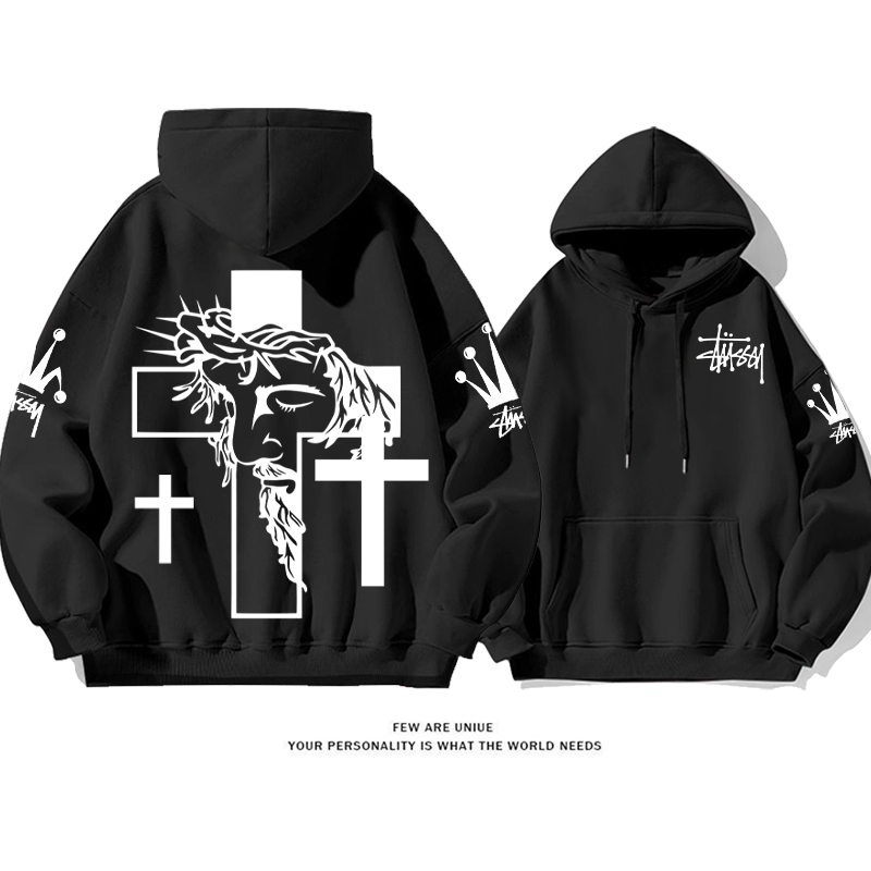 パーソナライズされたデザイン クロス フード付きパーカー