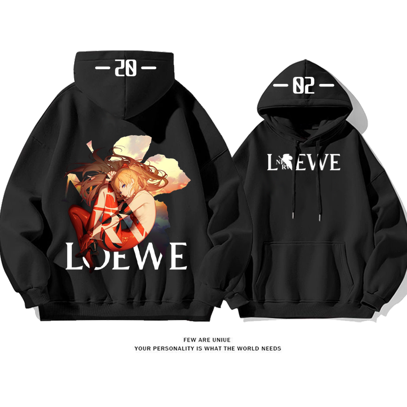 ユニークなデザイン アニメの女の子 プリント柄フード付きパーカー