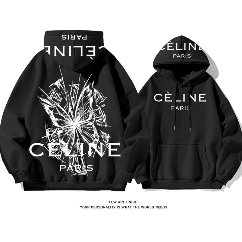 ユニークなデザイン ガラスの破片の蝶 プリント柄フード付きパーカー