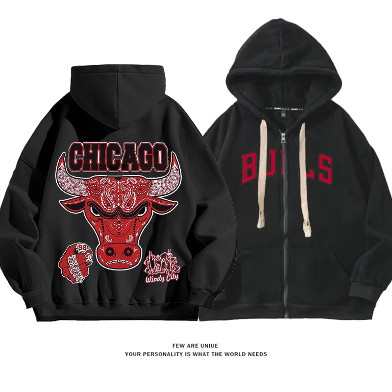 人気爆発スポーツ風赤い雄牛プリント柄ins映えファッションコート