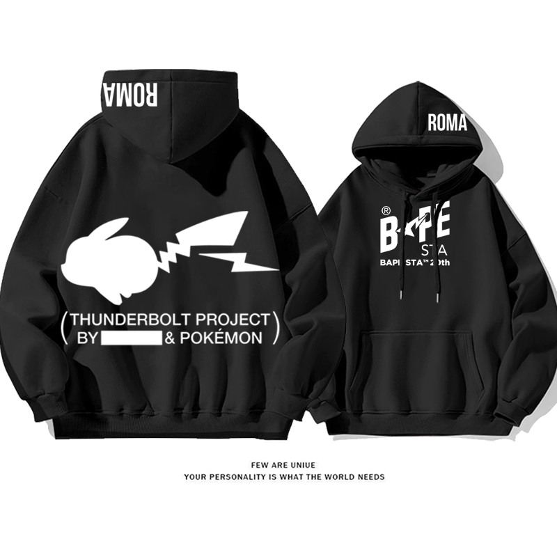 人気アニメのエルフ シルエット プリント柄フード付きパーカー