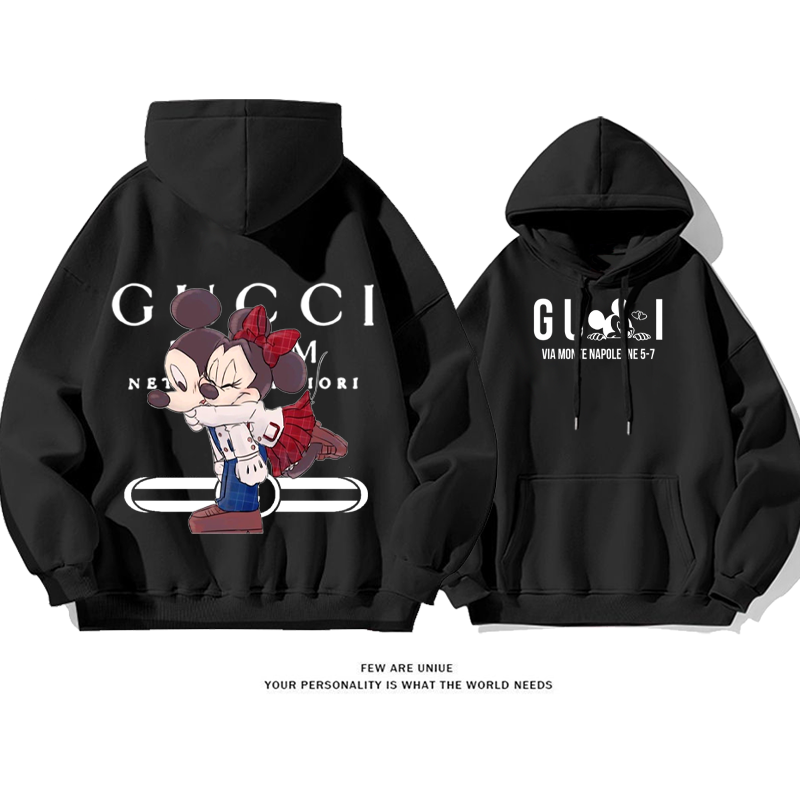 人気商品 カップルのマウス プリント柄フード付きパーカー