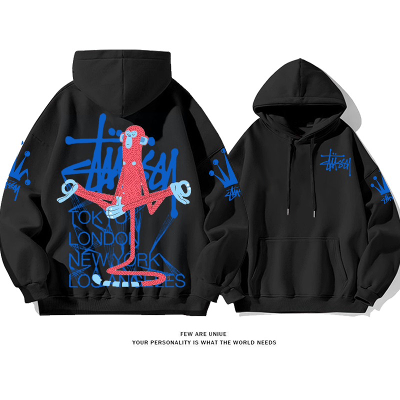 パーソナライズされたデザイン カンフーモンキー プリント柄フード付きパーカー