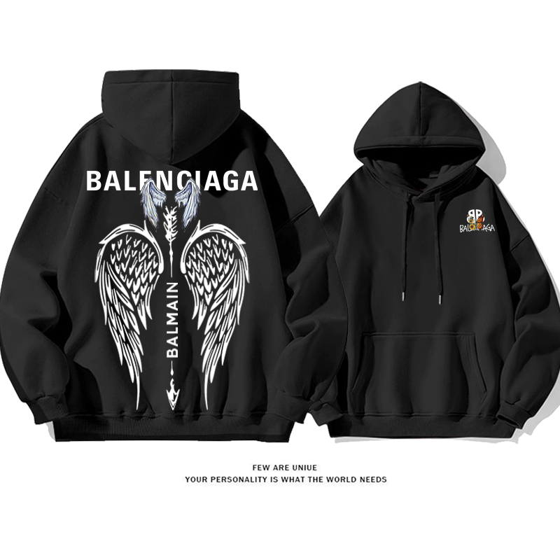 人気デザインの飛翼と槍プリントスウェットシャツ