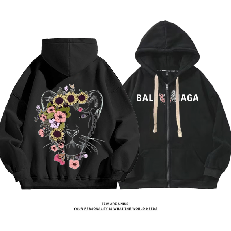 ユニークなデザイン 花と虎 カーディガントレーナー