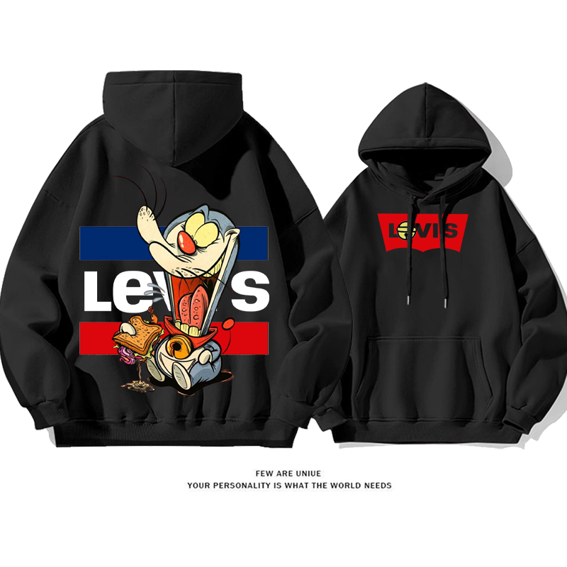 小衆の設計 猫が食べる プリント柄フード付きパーカー