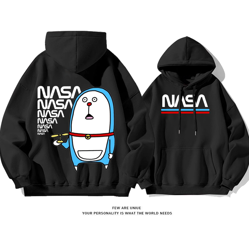 面白いデザイン 鈍い猫 プリント柄フード付きパーカー