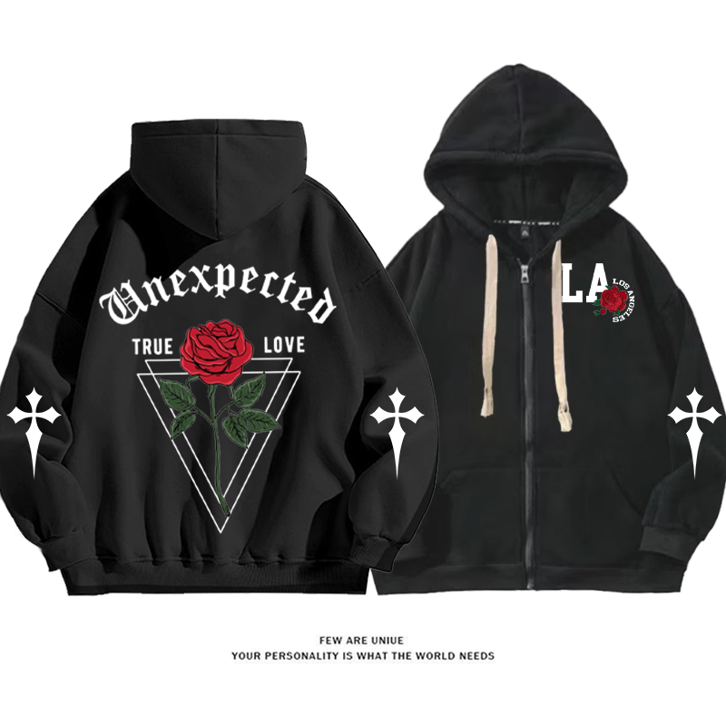 パーソナライズされたデザイン バラと芸術的な言葉 カーディガントレーナー