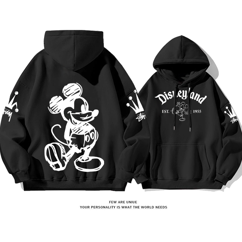 シンプルなデザイン 手描きのアニメキャラクター フード付きパーカー