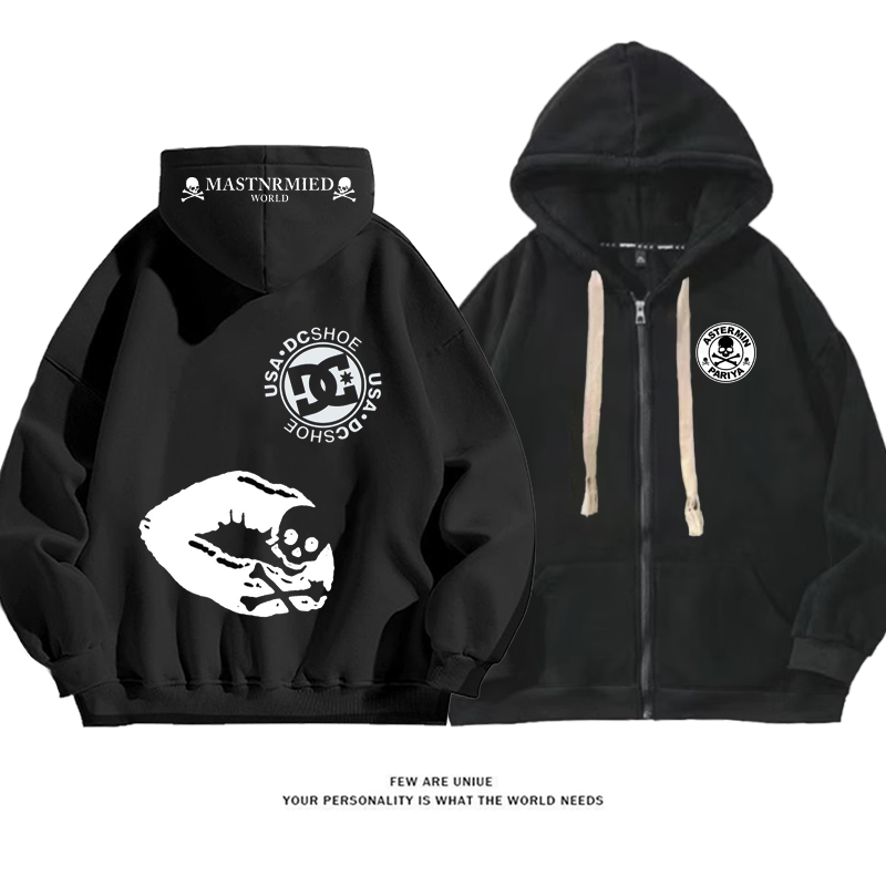 人気爆発どくろ唇プリント柄デザイン性のあるファッションコート