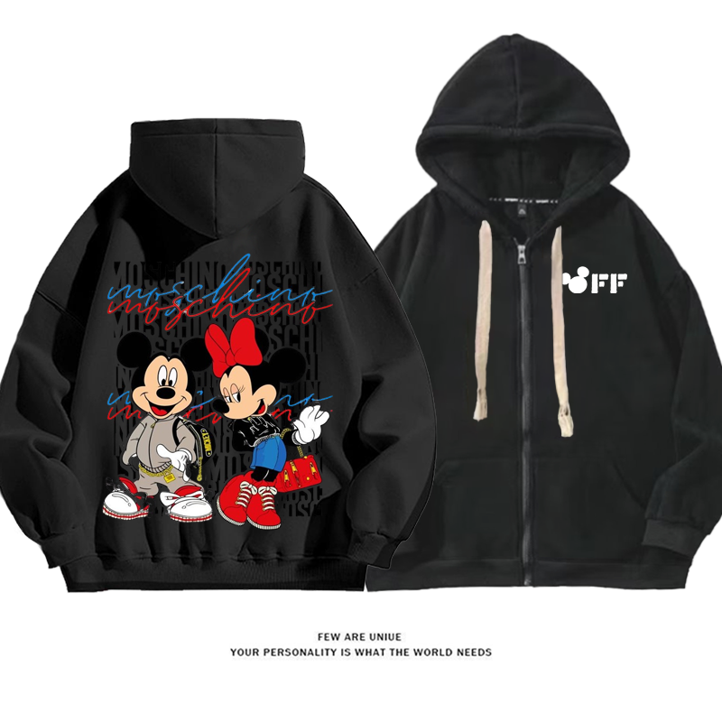 超人気カジュアル2匹のネズミプリント柄カートゥーンデザイン性のあるファッションコート