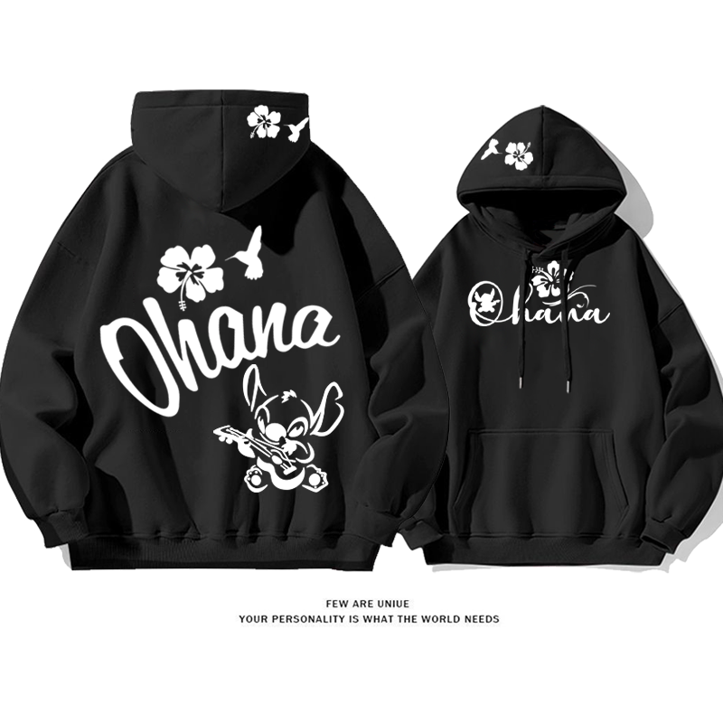 シンプルなデザイン ギターを弾く子犬 プリント柄フード付きパーカー