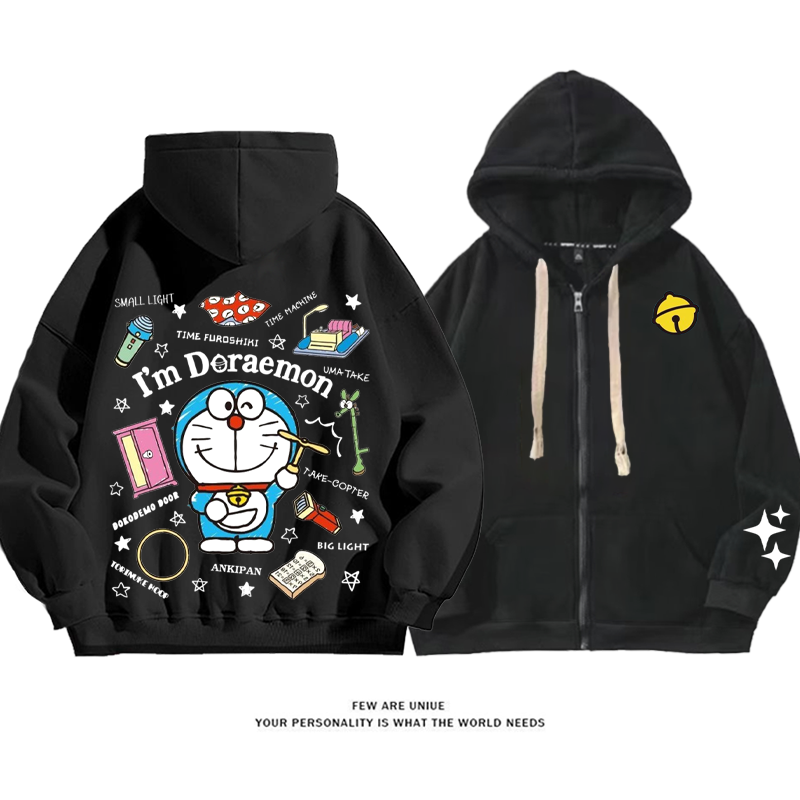 人気の青い猫 プリント柄カーディガントレーナー