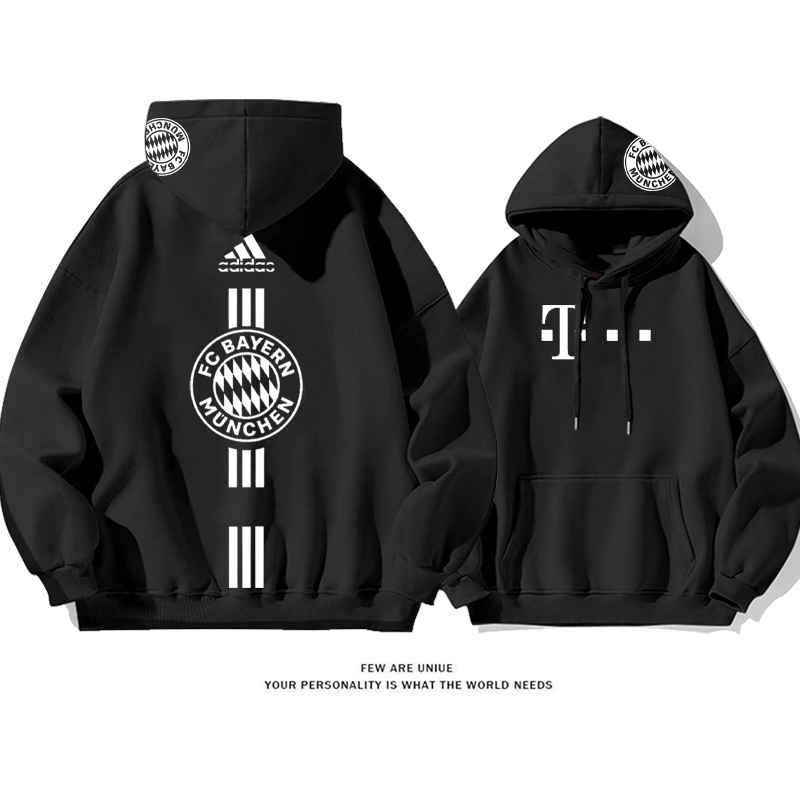 カジュアルなスポーツチームスタイルのデザイン プリント柄フード付きパーカー