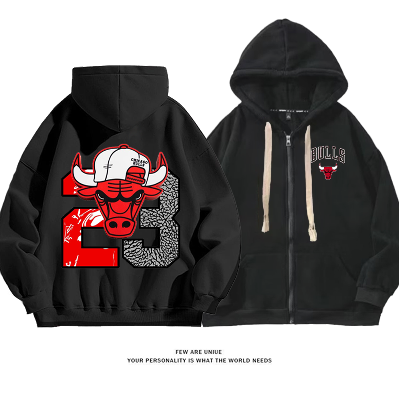 スポーツ風赤い雄牛プリント柄デザイン性のある超カッコイイファッションコート