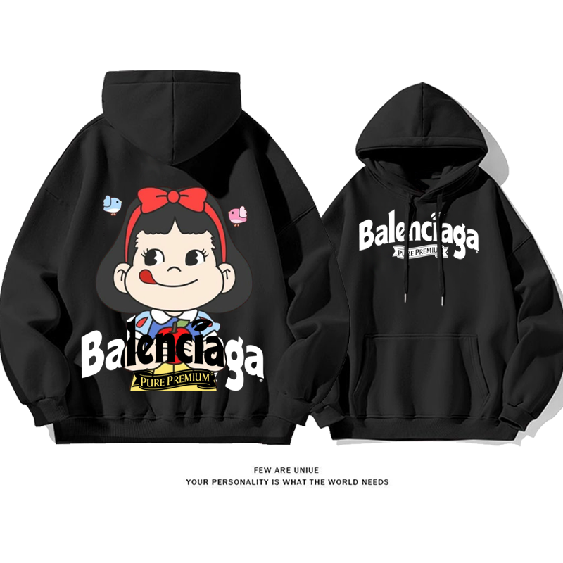 ユニークなデザイン かわいい女の子 プリント柄フード付きパーカー