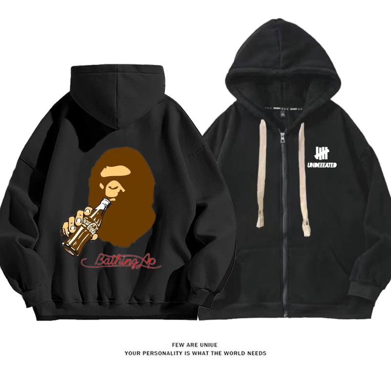 カジュアル飲み物を飲む猿人頭デザイン性のある超カッコイイファッションコート