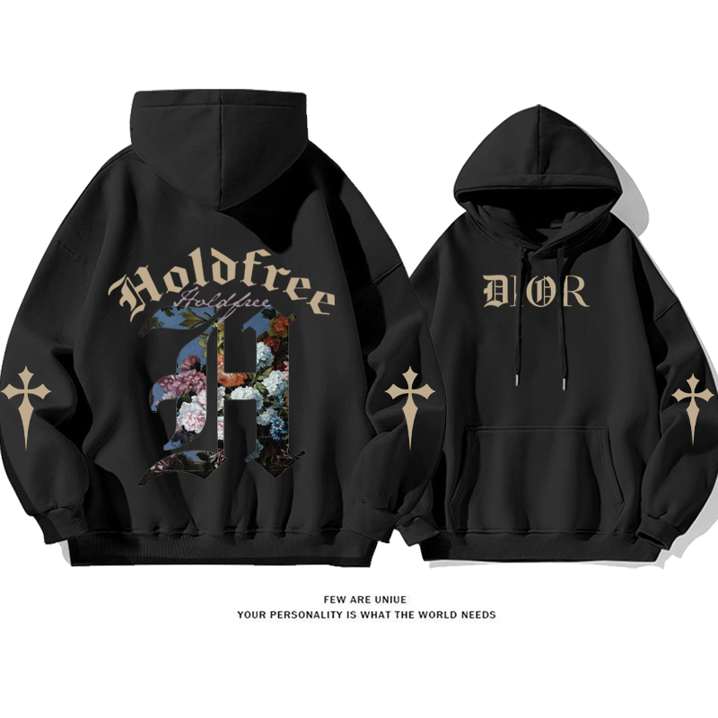 シンプルなデザイン ワードアート ピュアコットンのフード付きスウェットシャツ