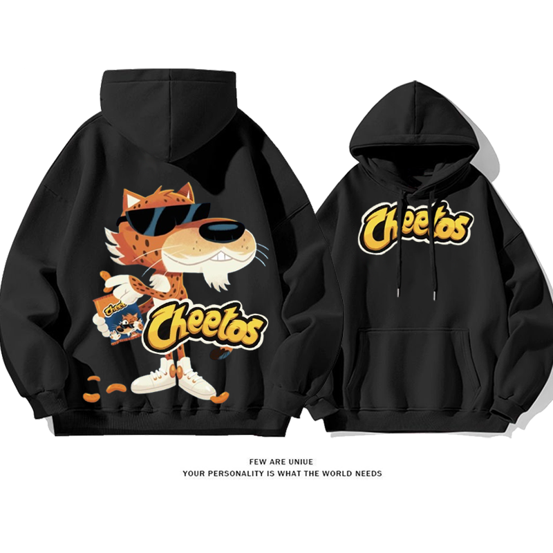 ユニークなデザイン おやつを食べるヒョウ プリント柄フード付きパーカー