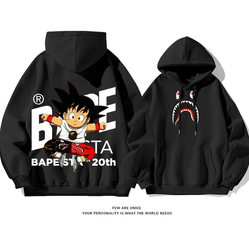 人気アニメのキャラクター プリント柄フード付きパーカー