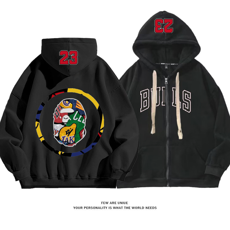 スポーツ風猿の頭プリント柄超カッコイイポピュラーファッションコート