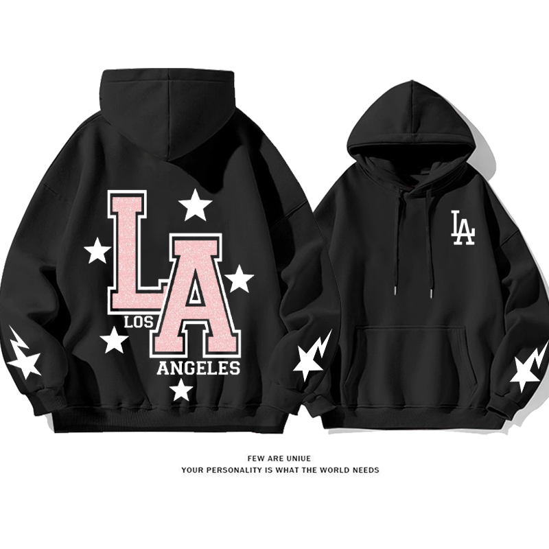 流行のファッション 英語のアルファベット プリント柄フード付きパーカー