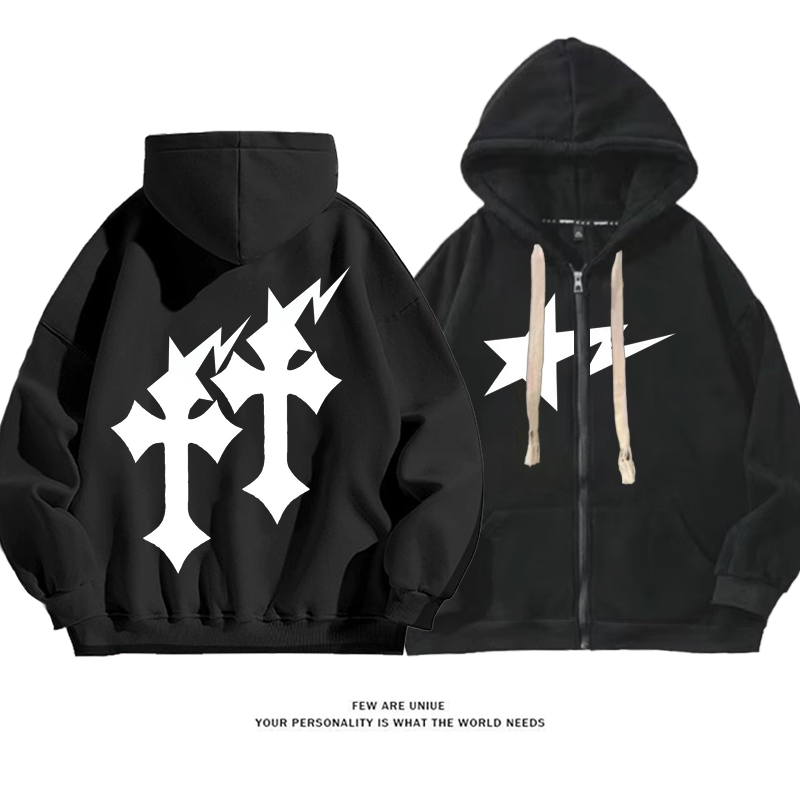 人気爆発ストリートシンプルな設計十字架超カッコイイファッションパーカー