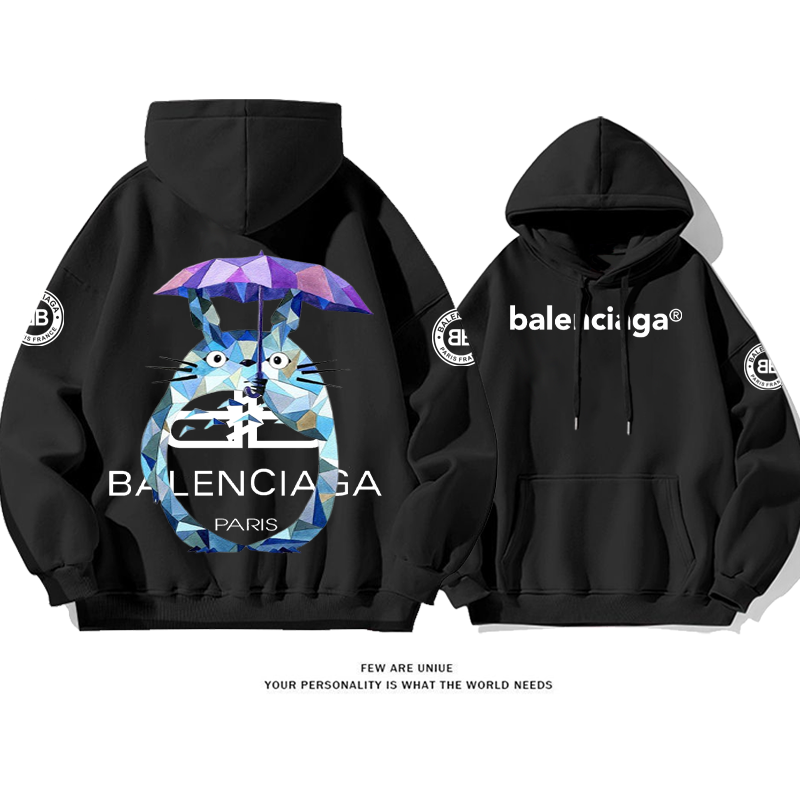 カラフルなアニメキャラクター プリント柄フード付きパーカー