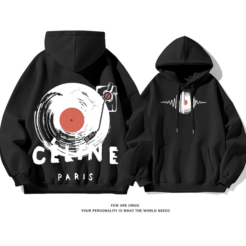 ユニークなデザイン 音楽 プリント柄フード付きパーカー