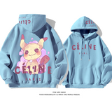 ユニークなデザイン かわいいエルフ プリント柄フード付きパーカー
