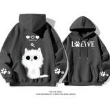パーソナライズされたデザイン 猫のぬいぐるみ プリント柄フード付きパーカー
