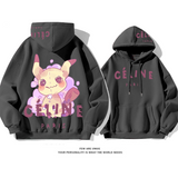 ユニークなデザイン かわいいエルフ プリント柄フード付きパーカー