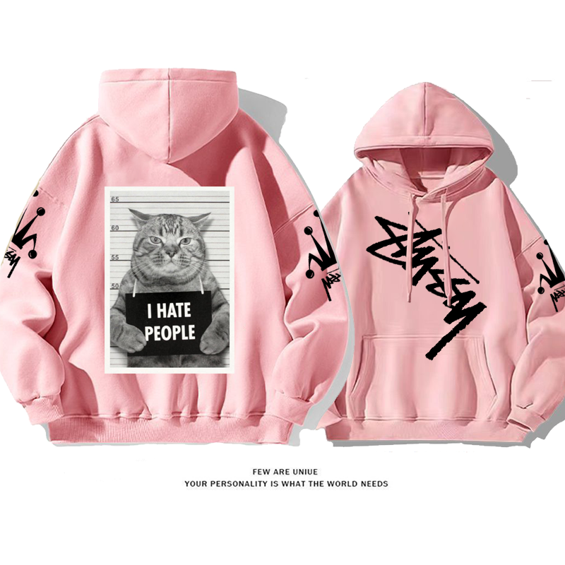 牢屋の猫レジャーですトレンドブランドゆったりしていてパーカー