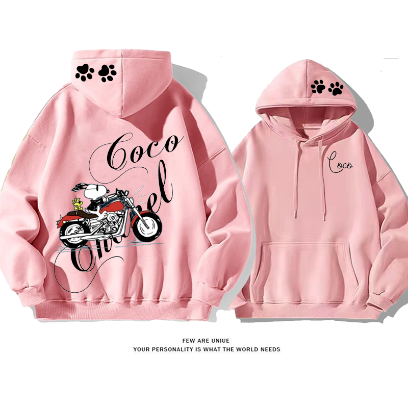 超人気カートゥーン小衆の設計バイク乗り白い子犬プリント柄ポピュラーファッションパーカー