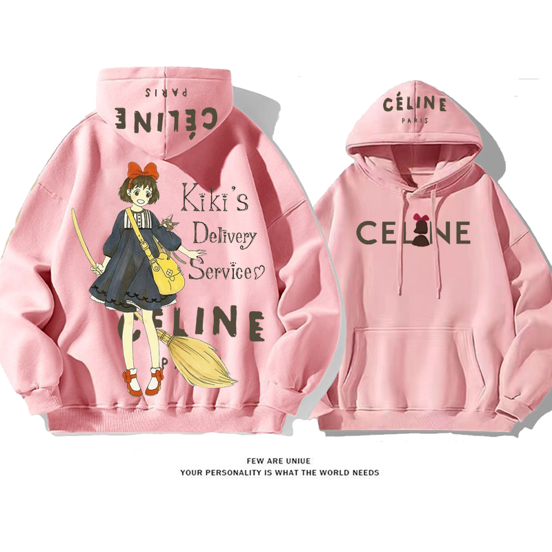 カジュアルほうきを持った魔女超人気アニメのファッションパーカー