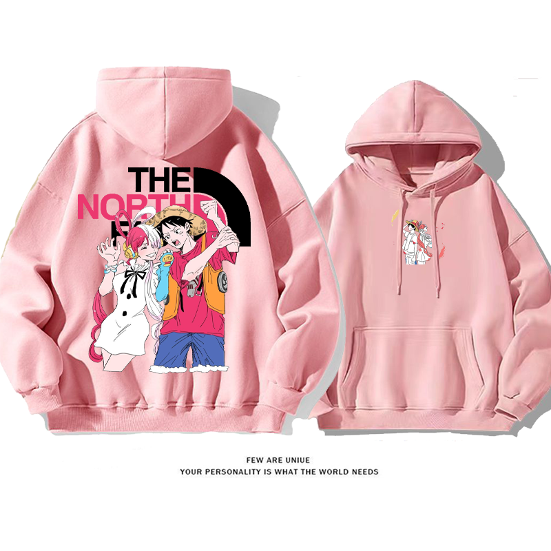 ファッションカップルカートゥーンプリント柄カジュアル純粋な綿素材パーカー