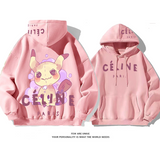 ユニークなデザイン かわいいエルフ プリント柄フード付きパーカー