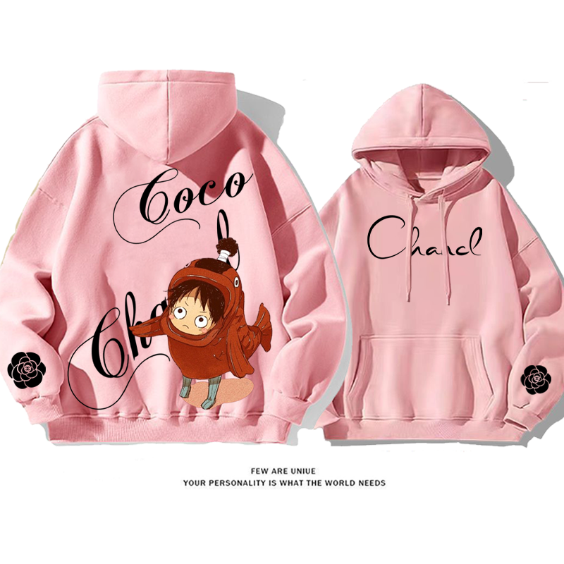 ユニークなデザイン 魚に変装した少年 プリント柄フード付きパーカー