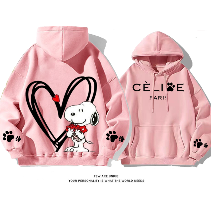 花束を持った人気の子犬 プリント柄フード付きパーカー