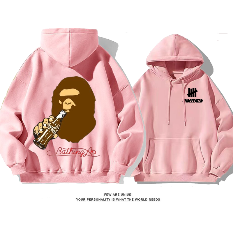 カジュアル飲み物を飲む猿人頭デザイン性のある超カッコイイファッションパーカー