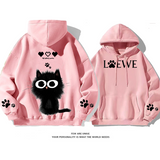 パーソナライズされたデザイン 猫のぬいぐるみ プリント柄フード付きパーカー