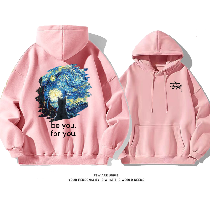 猫と星空です小衆の設計カジュアルファッションゆったりしていてアドバンスドパーカー