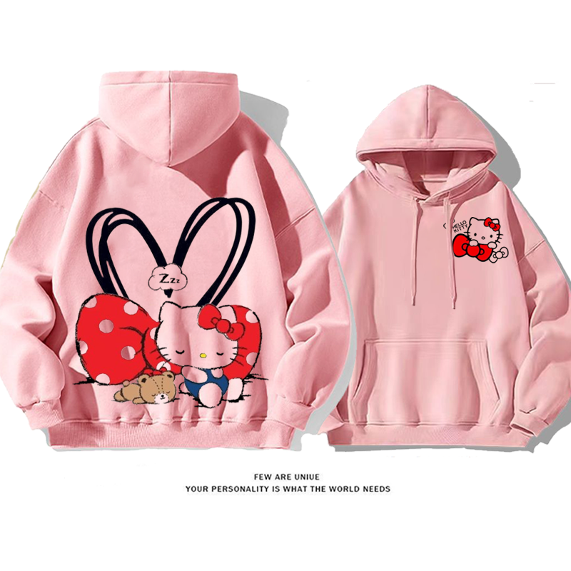 人気の猫たちの子供らしいデザイン プリント柄フード付きパーカー