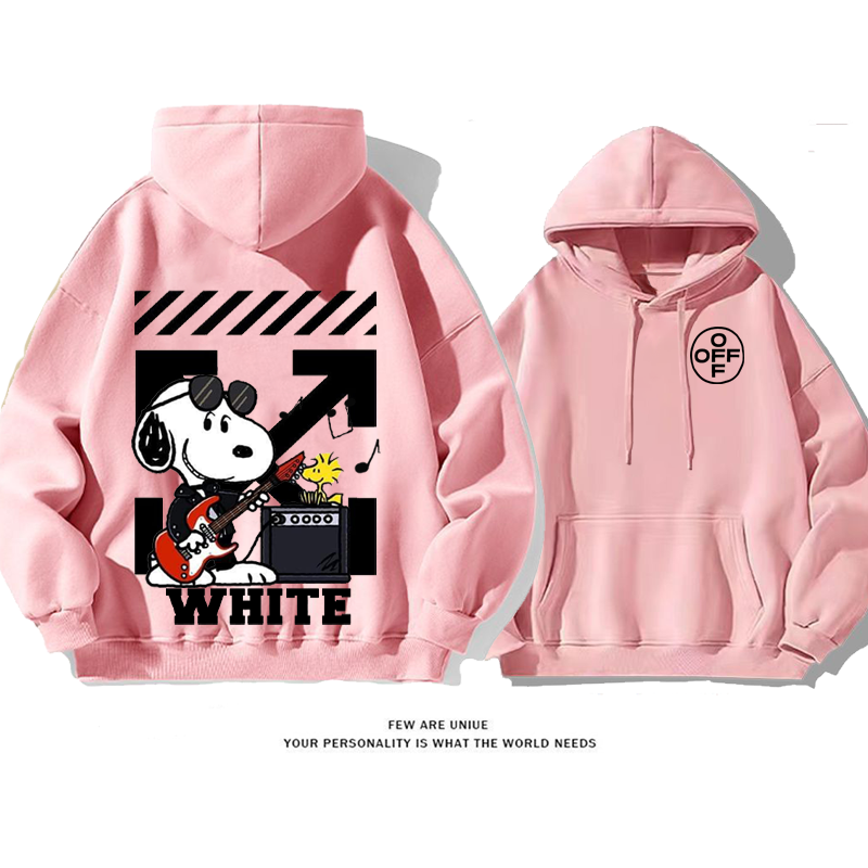 ストリート人気爆発白い子犬音楽カートゥーンファッションパーカー