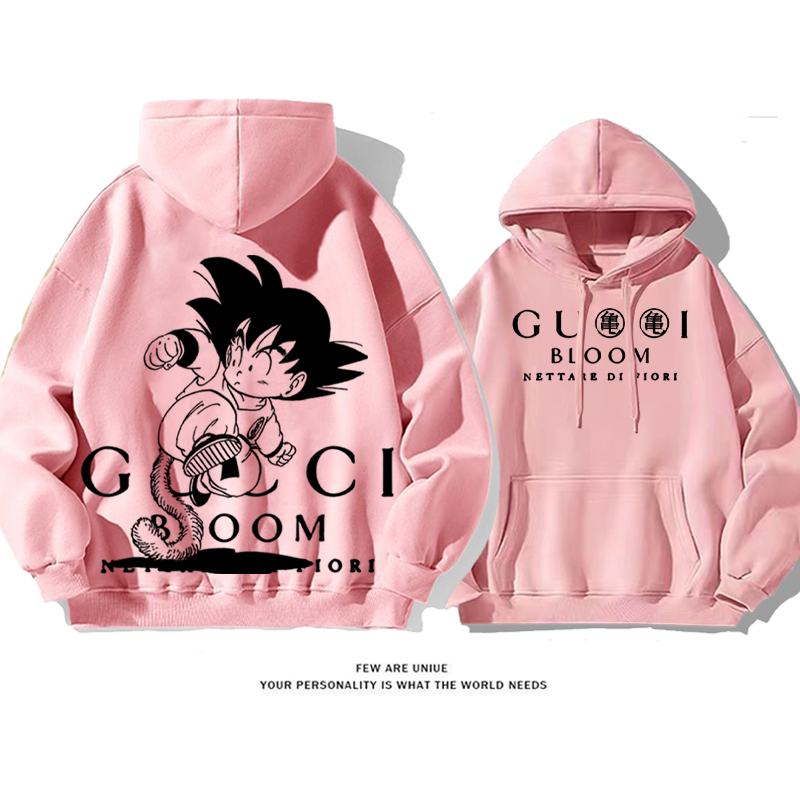 黒と白のスタイルのデザイン プリント柄フード付きパーカー