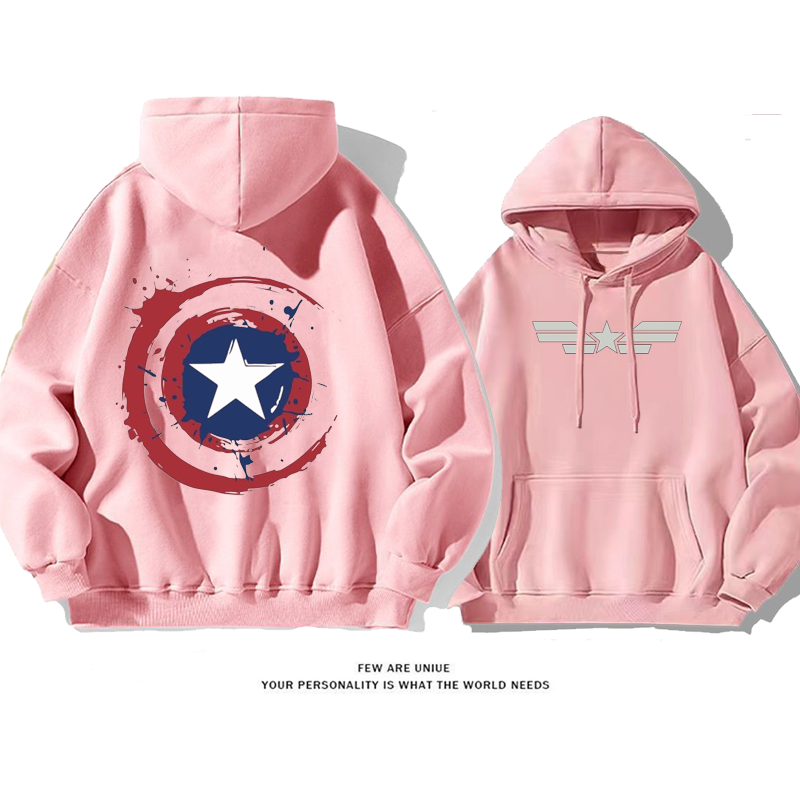 人気爆発ポピュラー漫画の超カッコイイ盾プリント柄ファッションパーカー